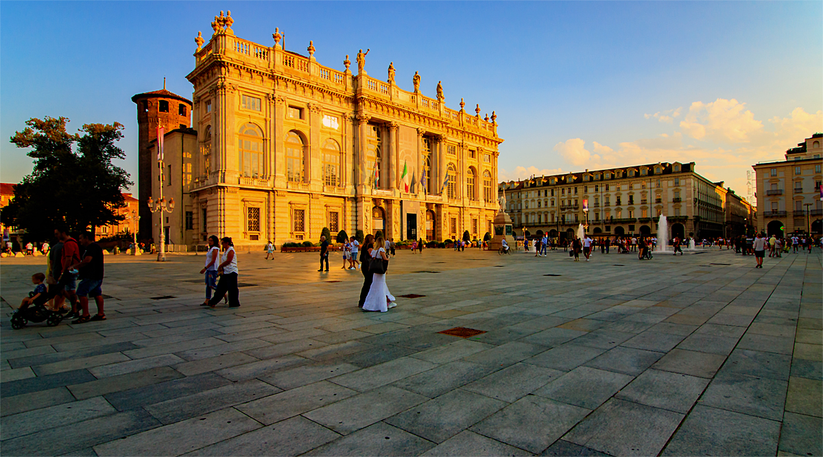 Piazza Castello in Turin mit del Palazzo Madama