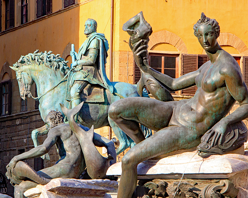 Reiterdenkmal Cosimo I., von Giambologna in Piazza della Signoria Reiterdenkmal Cosimo I., von Giambologna in Piazza della Signoria