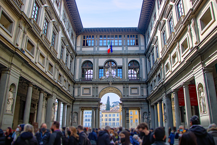 Uffizien, Warteschlangen Gebäude der Uffizien