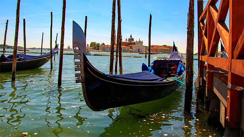 Gondel auf dem Canal Grande Venizianische Gondel